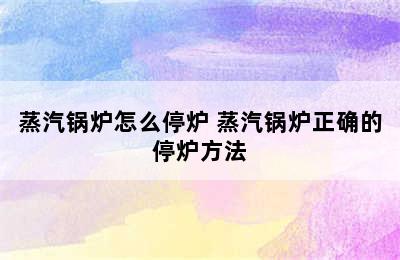 蒸汽锅炉怎么停炉 蒸汽锅炉正确的停炉方法